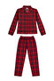 Silky Textured Suede Women's Pajama Set Red Plaid - 2