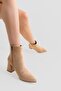 Women's Suede Boots Pointed Toe Heeled Zippered Livia Mink - 6