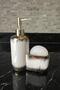 28752 Porcelain Liquid Soap Dispenser with Sponge Holder Compartment 400ml Gilded
