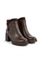 Genuine Leather Dark Brown Thick-Heeled Zippered Women's Boots Sayano - 5