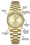 Women's Wristwatch |   32 mm Steel Case, Gold Dial Stone Detail, Gold Color Steel Band - 5