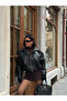 Women's New Season Belted Leather Jacket with Soft Fur Lining Detail - 8