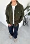 Khaki g Embroidered Oversized Fleece Shirt