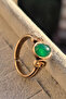 Green Agate Stone Adjustable Antique Copper Ring Natural Gemstone Handmade - 3