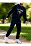 California Printed Lacevert Oversize Alt Ust Tracksuit Set Bısiklet Yaka - 2