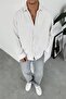 White Corded Fabric Velvet Relaxed Shirt