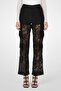 Women Regular Fit Lace Cargo Pants, Black