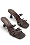 Larin Brown Short Heeled Women's Slippers - 3