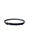 Navy Blue Suede Belt with Gold Oval Buckle - 3