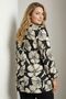 Plus Size Cream Contrast Floral Print Jersey Stretch Fabric Black Crepe Blouse 615820 - 6