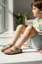 Children's Anatomical Natural Cork Sole Genuine Leather Arch Supported Suede Slippers - 3