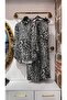 Leopard Patterned Satin Silk Double Set - 4