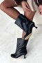 Cenny Black Leather Round Toe Wide Cut Women's Bootie - 5