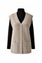 Mercerized Hair Knit Patterned Mother's Vest / Sand - 4