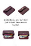 2 Pieces Burgundy Purple Faux Leather Multi-Compartment Women's Card Holder Wallet Set - 13X9 cm