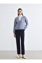 Patenth blue v-neck women's knit cardigan - 2