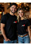 Double Matching Set 1 Men's Model Valentine's Day Printed Relaxed Fit T-shirt