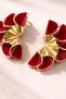 Gold Detailed Fan-Shaped Earrings – White / Burgundy Red / Mink (Taupe) Color Options Available - 4