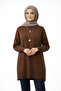 Brown Crew Neck Oversized Women's Sweater Tunic