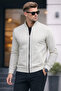 Men's Full Zip Casual Ecru Sweatshirt