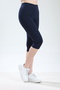 Super Quality Navy Blue Combed 100% Cotton Stretch Fabric Below Knee Capri Leggings High Waist - 6