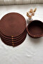 Dark Brown American Serving Set Supla 7 Piece Bread Basket, Plate Coaster, Ms Home Series