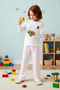 Girl's Crew Neck Standard Sleeve Regular Fit Printed Pajama Set Functional 100% Cotton