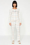 Women's Crew Neck Long Sleeve Plaid Pattern Regular Fit Pajama Set Modern - 3