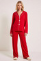 Women's Shirt Collar Standard Sleeve Regular Fit Woven Pajama Set Long Sleeve Modern - 3
