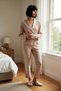 Women's V-Neck Standard Sleeve Relaxed Fit Long Sleeve Woven Pajama Set