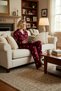 Women's Shirt Collar Standard Sleeve Fitted Heart Pattern Pajama Set Functional Stylish 100% Cotton - 4
