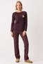 Women's Long Sleeve Boat Neck Regular Fit Waffle Knitted Pajama Set Functional Durable Stylish - 3