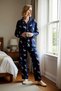 Women's Shirt Collar Long Sleeve Regular Fit Fleece Pajama Set Functional Durable Aesthetic