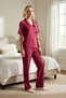 Women's Shally Woven Regular Fit Double-Breasted Collar Short Sleeve Pajama Set Quality - 5