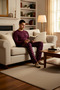 Men's Crew Neck Standard Sleeve Regular Fit Pajama Set Functional Modern 100% Cotton - 4