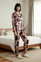 Women's Shirt Collar Long Sleeve Regular Fit Woven Shally Pajama Set Functional Durable - 5