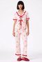 Women's Apaş Collar Short Sleeve Regular Fit Pajama Set Printed Functional Sports - 3