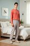 Men's Crew Neck Standard Sleeve Long Sleeve Regular Fit Striped Knitted Pajama Set Aesthetic - 5
