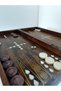 Mother of Pearl Inlay Filigree Embroidered Handcrafted Large Size Wooden Backgammon - Light Color (25X50 cm) - 6