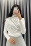 Shoulder and Waist Pleated Blouse - Ecru Ekru - 2