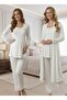 New Season Ecru 100% Cotton Special Design Long Sleeve Maternity Pajama Set - 4