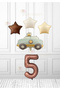 Brown Star Cream Star Balloon Cream Blue Color Police Car Balloon - Brown Number Balloon 1 Year Old
