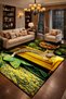 Mosso Yellow Themed Disco Ball and Cheetah Pattern Woven Base Modern Decorative Carpet Mosso2152 - 2