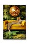 Mosso Yellow Themed Disco Ball and Cheetah Pattern Woven Base Modern Decorative Carpet Mosso2152