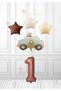 Brown Star Cream Star Balloon Cream Blue Color Police Car Balloon - Brown Number Balloon 1 Year Old