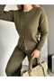 Women's Waist Detailed Snap Fastener Knitwear Set - 5