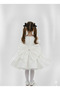 Girl's Satin White Dress, Girl's Birthday Dress, Girl's Party Dress - 2