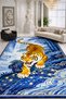 Mosso Blue Tones Tiger in the Forest Pattern Woven Base Modern Decorative Carpet Mosso2158 - 2