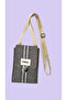 Brown Striped Multi-Purpose Small Shoulder Bag with Compartments - 2