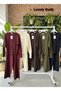 Silver Metal Buttoned Sleeve and Waist Detailed Knitwear Set - Wide Leg Cool Two-Piece Set - 5